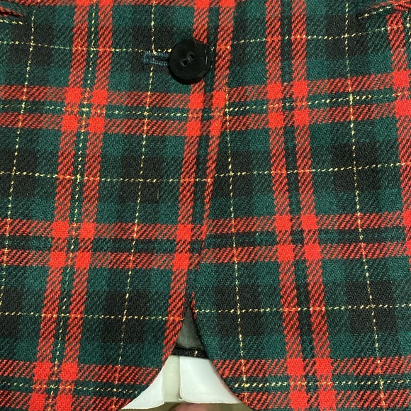 Wool Christmas Blazer 2 Button Red/Green/Gold Plaid Women’s Size 14 Shoulder Pad - Picture 10 of 13